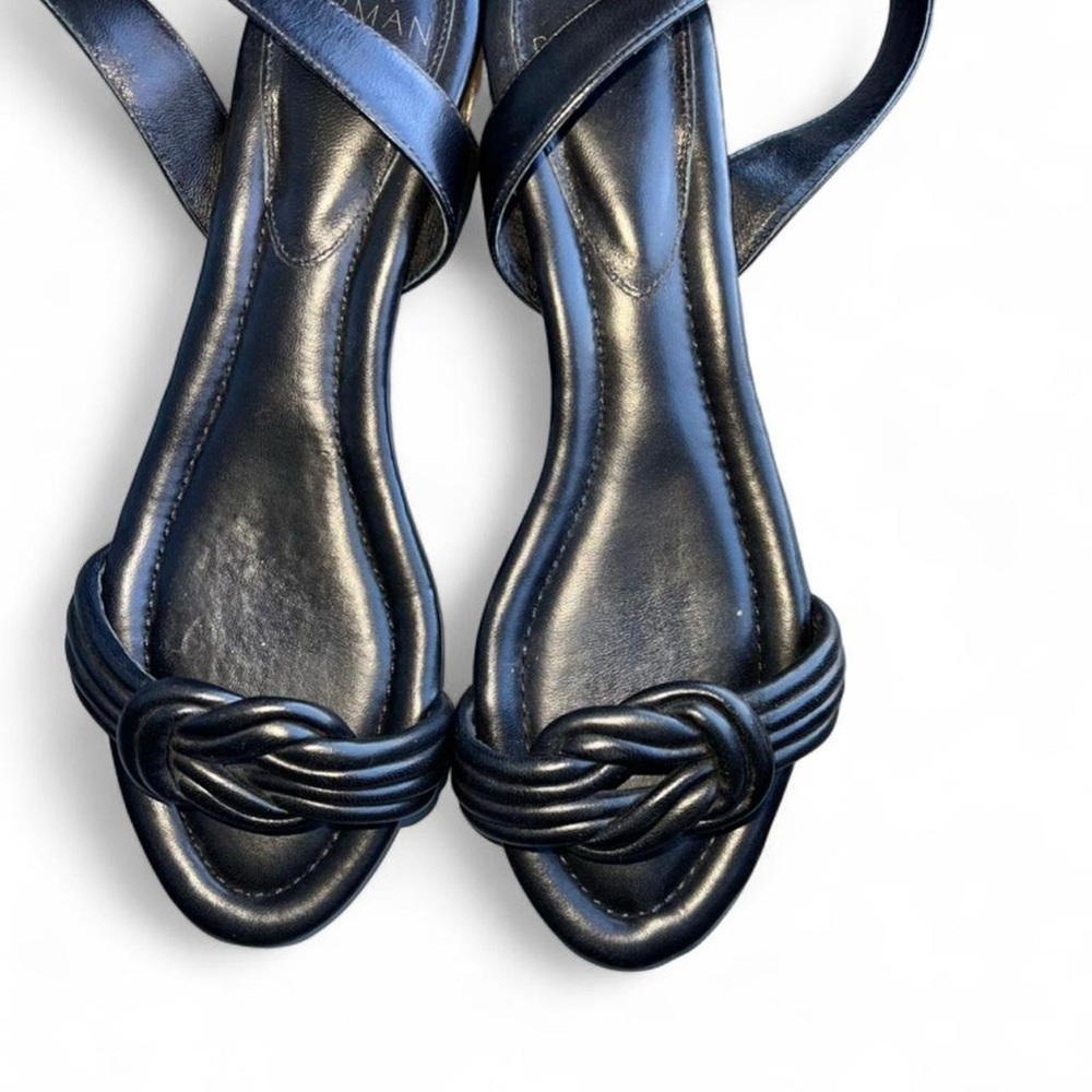 Alexandre Birman Black Leather Raffia Knot Front Sandals EU 39.5